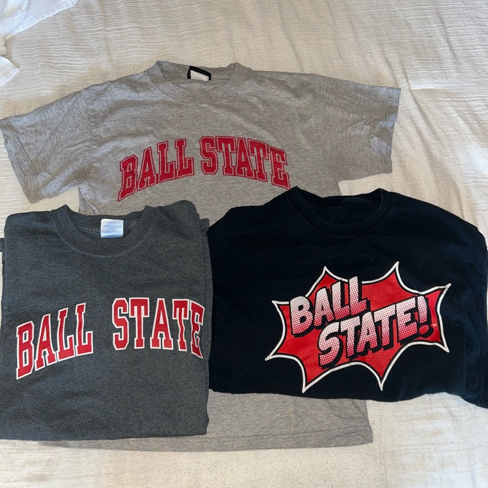 Kids Graphic Ball State T-Shirts - Gray & Black
